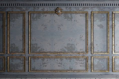 Vintage Style Living Room, Gold Room, Gold Rooms, Distressed Walls, Victorian Wall, French Walls, Style Living Room, Paper Backdrop, Grey Panels