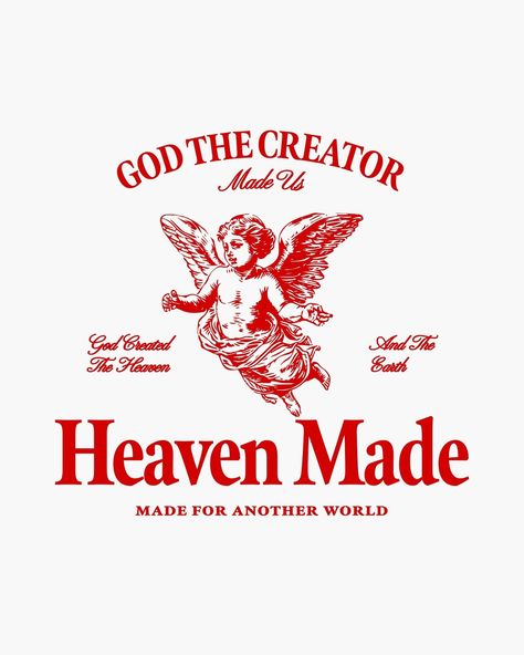 Noah Ramundal | Heaven Made❤️🫶🏼 (SOLD🔥) Download my mockup pack. Easily drag and drop your designs to make them look like realistic photographs! Link in… | Instagram God Is A Designer, Christian Shirts Designs Aesthetic, Tshirt Design Christian Faith, Noah Bible, Designs For Clothes, Tee Design Inspiration, Heaven Aesthetic, Aesthetic Graphic Tees, Desain Merek