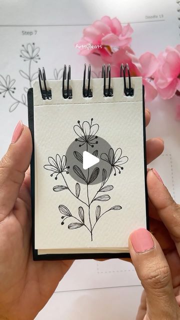 Flower Doodles | Mandala | Zen art✨ on Instagram: "Try this 👆🏻✨Step by step doodle worksheet available 🌸 Link in bio 🔗 . Recreate and tag @artsybeats with #createwithartsybeats to get featured ✨ . . #floralinspiration #reelsofart #artoninsta #instaartexplorer #exploreart #reelstagram #floralart #flowerdrawing #bujoinspo #colormehappy #colorfulartwork #showmeyourflorals #floralvibes #sketchbookpage #watercolouring #watercolorflowers #peacefulart #artlessons #stepbystepart #flowerdoodle #showmeyourflorals #createwithartsybeats" Zentangle Flowers Step By Step Simple, Flower Garden Doodle, Drawing Flowers Doodles, Posca Designs, Doodle Flowers Simple, Zentangle Flower Doodles, Drawing Ideas Easy Flowers, Zentangle Flowers Step By Step, Simple Flower Drawing Easy