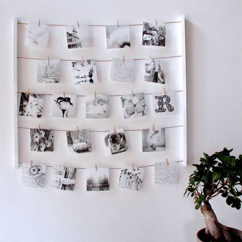 Polaroid Display, Guest Bedroom Design, Dekorasi Kamar Tidur, Living Room Photos, Picture Collage Wall, Photo Display, Living Room Diy, Picture Collage, Hanging Pictures