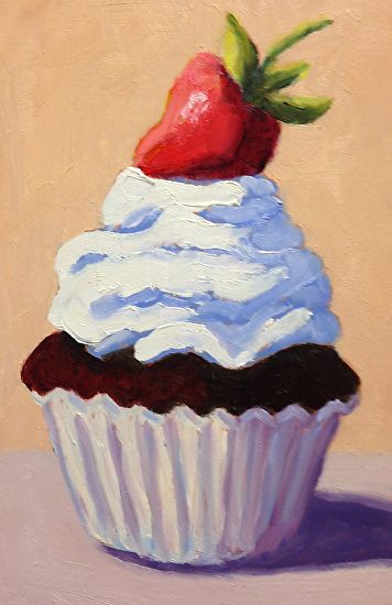 Mini Pictures, Pastel Desserts, Cupcake Painting, Food Paintings, Food Art Painting, Cupcake Drawing, Canvas Painting Ideas For Beginners, Pastel Cupcakes, Pastel Cakes