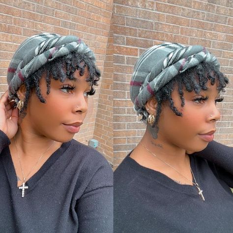 Co LOC LIFE 🌱🫶🏽 on Instagram: "😍 Loving this scarf wrap style I’m going buy more .. whoever said short locs aren’t stylish LIED 🤣…. #locstyles #locstylesforwomen #locjourney #locs #locnation #womenwithlocs #shortlocstyles #shortlocstylesforwomen #loclivin" Head Wrap On Short Locs, Head Wrap With Short Locs, Headwraps With Short Locs, Short Locs Hairstyles With Scarf, Short Loc Scarf Styles, Short Locs And Headwraps, Head Wrap Styles For Short Locs, Short Locs With Scarf Head Wraps, Head Wrap Scarf Short Hair