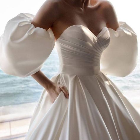 White Satin Wedding Sleeves Puff Sleeves Elbow Loose Style Wedding Accessories Wedding Arm Cover Decorate Elegant Bride 2021| | - AliExpress Wedding Sleeves Detachable, Poofy Wedding Dress, Wedding Arms, Wedding Dress Cover Up, Wedding Sleeves, Bridal Sleeves, Bolero Jacket Wedding, Plain Wedding Dress, Bolero Wedding