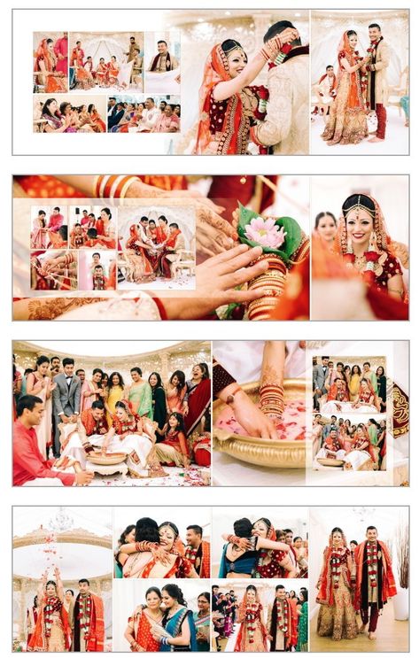 Wedding Photo Album Layout Templates, Indian Wedding Albums, Marriage Photo Album Design, Marriage Album Design Photo Books, Haldi Album Design, Creative Album Design, Engagement Photo Album Ideas, Wedding Album Design Layout Templates, Indian Wedding Album Layout