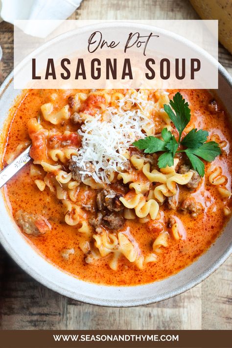 One Pot Lasagna Soup One Pot Lasagna Soup, One Pot Lasagna, Sausage Marinara, Lazy Lasagna, How To Make Lasagna, Comfort Soup Recipes, Pot Lasagna, Soup Easy, Lasagna Soup