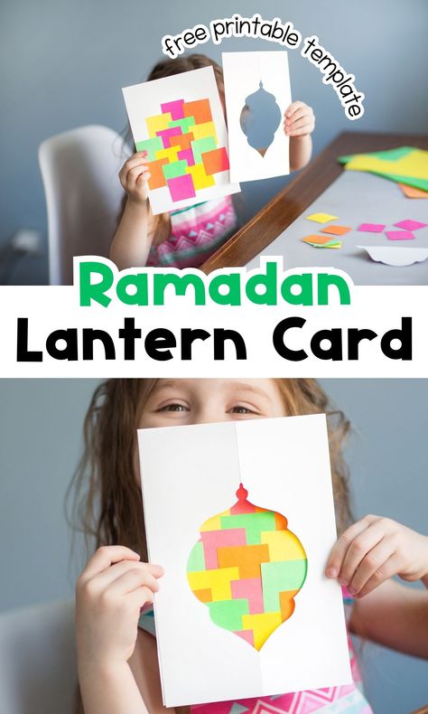 Easy Ramadan Lantern Card Craft - In The Playroom Ramadan Crafts For Kids, Eid Activities, Ramadhan Mubarak, Handmade Lanterns, Ramadan Cards, Ramadan Wishes, Lantern Craft, Eid Crafts, Ramadan Activities