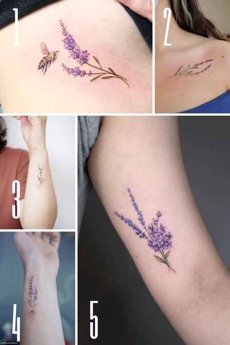 Lavender And Flower Tattoo, Lavender Tattoo Watercolor, Violet And Lavender Flower Tattoo, Lavender Flowers Tattoo, English Lavender Tattoo, French Lavender Tattoo, Lavender And Butterfly Tattoo, Lavender Tatoos Ideas, Heather Tattoo Flower