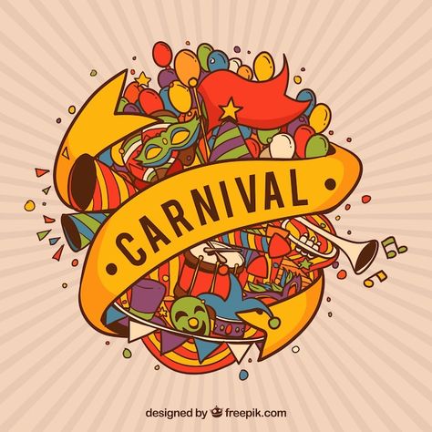 Colorful creative carnival background | Free Vector #Freepik #freevector #carnival-background #parade #party-mask #carnaval-background Logo Carnaval, Carnival Design, Carnival Background, Print Design Template, Carnival Posters, Event Logo, Carnival Themes, Holiday Background, Chalkboard Art