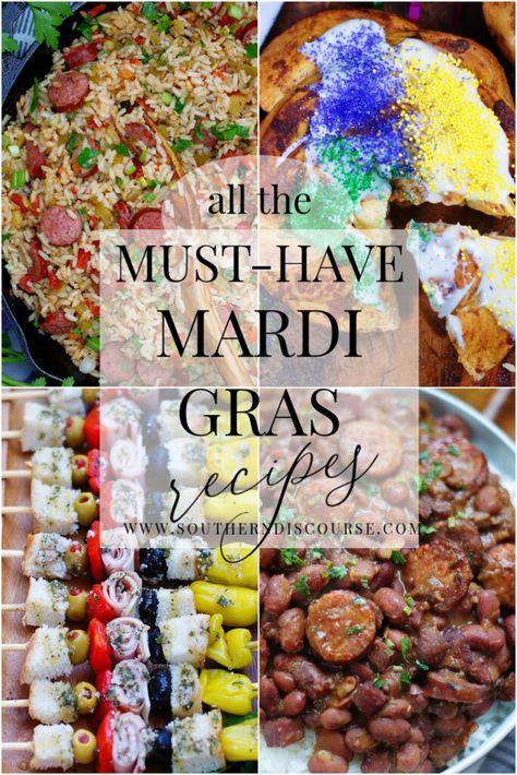 Easy Louisiana Recipes, Mardi Gras Appetizers, Fat Tuesday Food, Mardi Gras Recipes, Mardi Gras Dinner, Southern Discourse, Cookout Side Dishes, Beans And Sausage, New Orleans Recipes