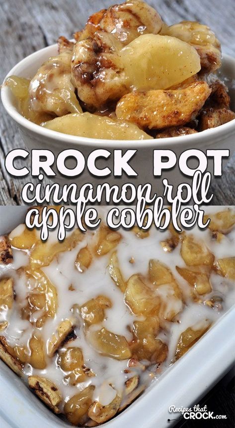 Cinnamon Roll Apple Cobbler, Apple Crockpot Recipes, Apple Recipes Crockpot, Crockpot Cinnamon Rolls, Apple Cobbler Recipe, Apples And Cinnamon, Crockpot Dessert Recipes, Apple Cinnamon Rolls, Crockpot Casserole