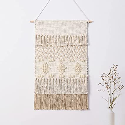 Amazon.com: Dremisland Macrame Woven Wall Hanging Home Decor Bohemian Beige Geometric Wave Art Decor with Wool Ball and Tassle-Elegant Apartment Bedroom Dorm Room Door Decoration (Beige Wool Ball) : Home & Kitchen Woven Tapestry Wall Hangings, Dorm Room Doors, Room Door Decorations, Geometric Wave, Home Decor Bohemian, Large Tapestries, Hanging Home Decor, Apartment Bedroom, Geometric Pattern Design