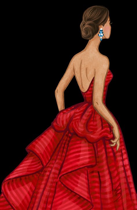 The one colour I always gravitate to in clothing is red. And not just any red, but the red.  The perfect balance between cool and warm,... Graduation Ball, Gown Fashion, Siluete Umane, Textil Design, Illustration Ideas, Sketches Dresses, Fashion Illustration Dresses, Fashion Illustration Sketches, Dress Drawing