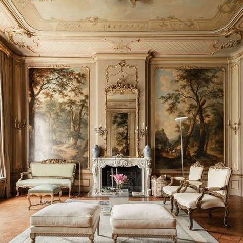 بيوت ملكية, Baroque Interior Design, Rococo Interior, Old Money House, Baroque Interior, Deco Baroque, Chateaux Interiors, Deco Studio, Casa Vintage