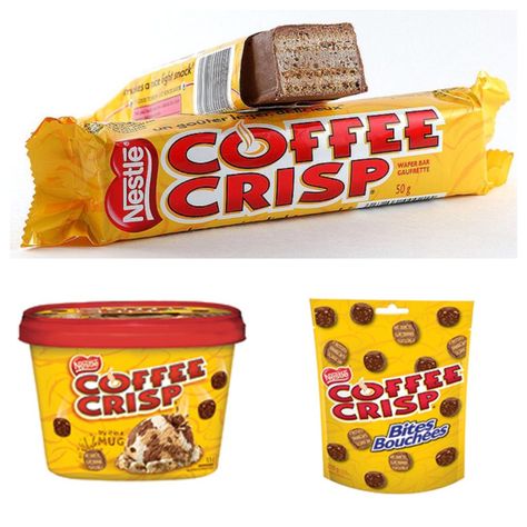 they have what now!? they got coffee crisp icecream??! someone take me to canada right now and gimme! Coffee Crisp Bar, Coffee Crisp, Nestle Coffee, Nestle Chocolate, Healthy Coffee, Bar Recipe, Bar Set Up, Favorite Candy, Christmas Coffee