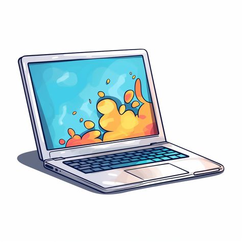 Computer Digital Art, Computer Illustration Art, Laptop Drawing Aesthetic, Laptop Illustration Vector, Computer Vector Illustration, Technology Illustration Graphic Design, Laptop Illustration Art, Computer Cartoon Images, Technology Art Illustration