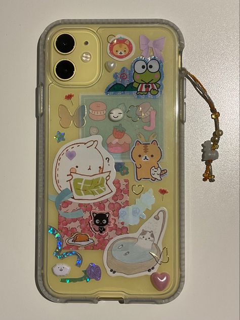 Clear Phone Case Design, Produk Apple, Stickers Kawaii, Iphone Case Stickers, Kawaii Phone Case, Deco Stickers, Yellow Iphone, Collage Phone Case, Phone Inspiration