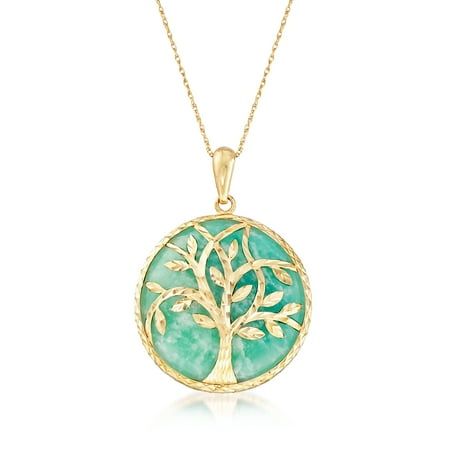 At Ross-Simons, we recognize the style power of versatile classics. A symbol from nature connecting you to all things, this tree of life gleams across a 24.5mm teal amazonite gemstone showcased in diamond-cut and polished 14kt yellow gold. Suspends from a rope chain with a 2" extender. Springring clasp, amazonite tree of life necklace. Necklace drop length - 1 3/8 inches long. Necklace drop width - 1 inch wide. Each Ross-Simons item arrives in a fine jewelry presentation box. Shop Ross-Simons je Jewelry Presentation, April Birthday, Diamond Birthstone, Tree Of Life Necklace, Fine Jewelery, Tree Of Life Pendant, Necklace Necklace, Rope Chain, Diamond Cut