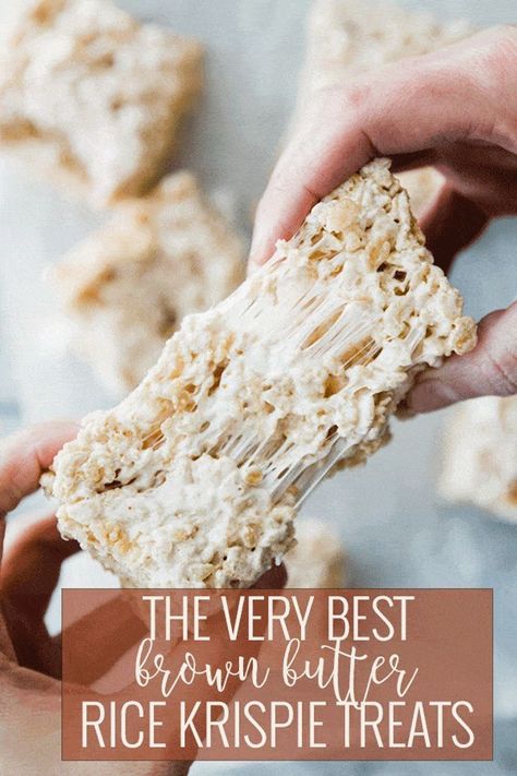 Easy Rice Krispie Treats, Brown Butter Rice Krispie Treats, Best Rice Krispie Treats Recipe, Best Rice Krispie Treats, Brown Butter Rice, Fun Rice Krispie Treats, Rice Crispy Squares, Homemade Rice Krispies, Rice Krispies Recipe