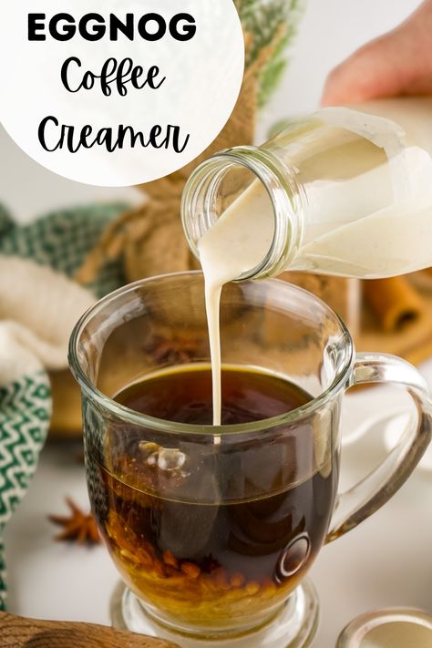 Elevate your coffee creamer this holiday with this delicious Eggnog Coffee creamer recipe. Homemade eggnog coffee creamer is rich in sweetness full of holiday spices and perfectly pairs with your coffee. This eggnog creamer is sure to transform your ordinary cup of coffee into a Christmas celebration of the season. Egg Nog Coffee Creamer, Eggnog Creamer, Eggnog Coffee Creamer, Creamer Homemade, Eggnog Coffee, Festive Holiday Drinks, Homemade Coffee Creamer, Coffee Creamer Recipe, Creamer Recipe