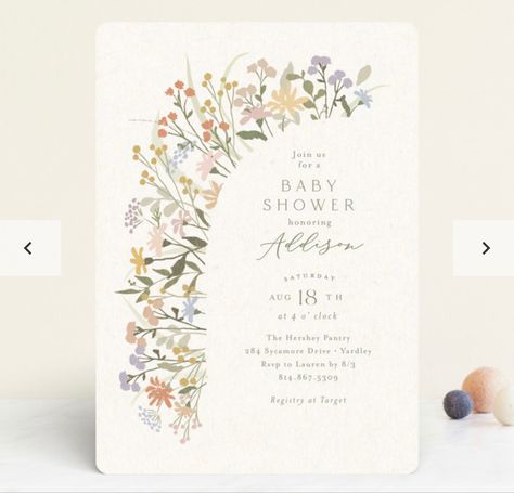 Thank U Cards, Invitation Flower, Baby Shower Invitations Design, Business Invitation, Minimalist Baby, Baby Shower Flowers, Shower Bebe, Flower Invitation, Meadow Flowers