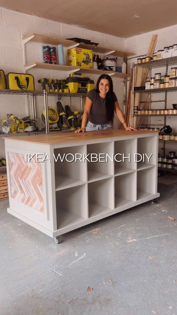 Movable Shelves Ideas, Movable Shelves, Ikea Kallax Unit, Shelves Ideas, Diy Workbench, Bench Ideas, Cube Shelves, Kallax Ikea, Metal Shelf