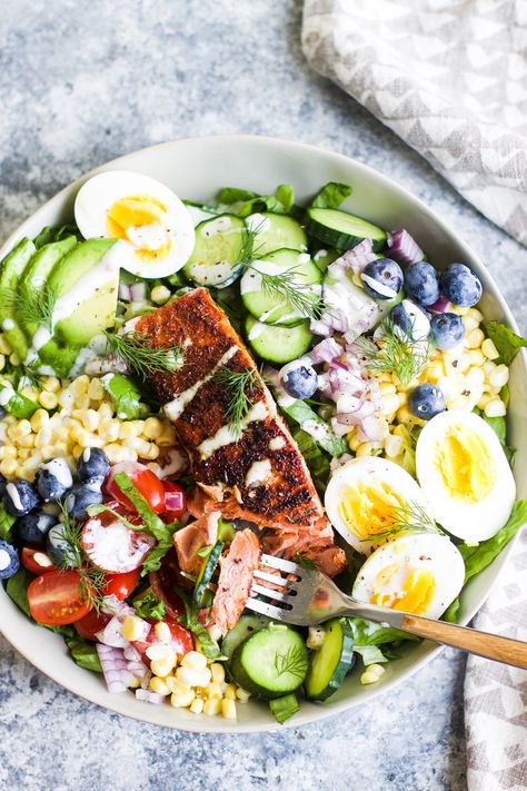 Salmon Yakitori, Salmon Cobb Salad, Yakitori Recipe, Smoked Salmon Breakfast, Salad Salmon, Salmon Breakfast, Salmon Salad Recipes, Blackened Salmon, My Diary