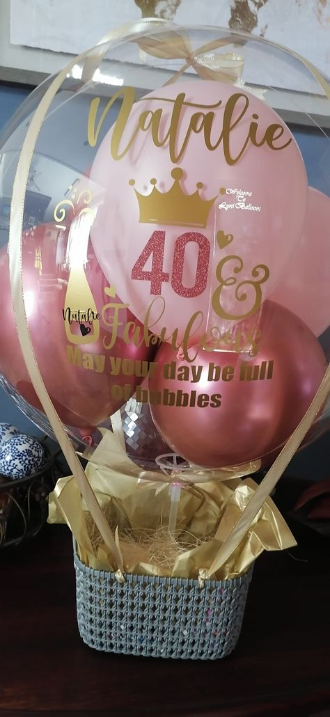 Hot Air Balloon Gift Basket Birthday, Air Balloon Gift Basket, Hot Air Balloon Gift Basket, Balloon Gift Basket, Hot Air Balloon Gift, Pink Hot Air Balloon, 40th Birthday Balloons, Stuffed Balloons, Balloon Business