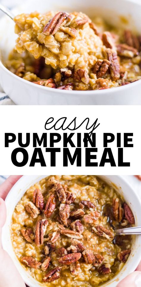 Easy Pumpkin Oatmeal, Pumpkin Pie Oatmeal, Easy Pumpkin Pie, Easy Oatmeal, Overnight Oat, Gluten Free Oatmeal, Pumpkin Oatmeal, Breakfast Healthy, Fall Spices