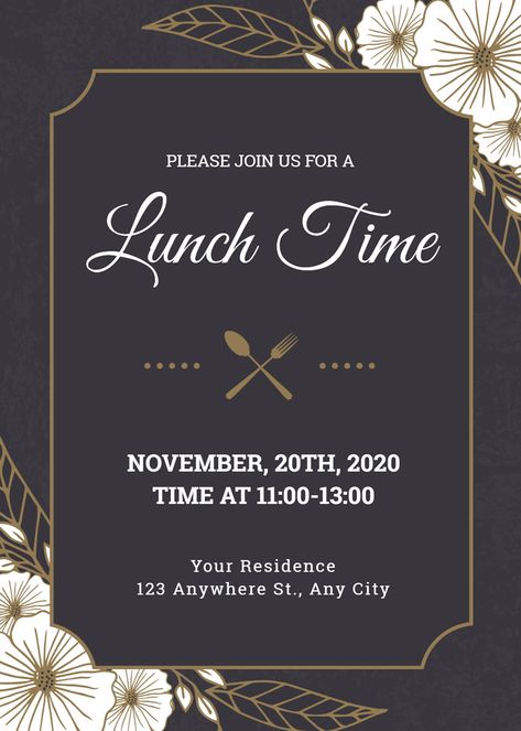 Free Lunch Invitations - Make a Lunch Invitation Online | DesignCap Lunch Invitation Card, Lunch Invitation, Football Party Invitations, Farewell Party Invitations, Slumber Party Invitations, Bowling Party Invitations, Sleepover Invitations, Beach Party Invitations, Wedding Lunch