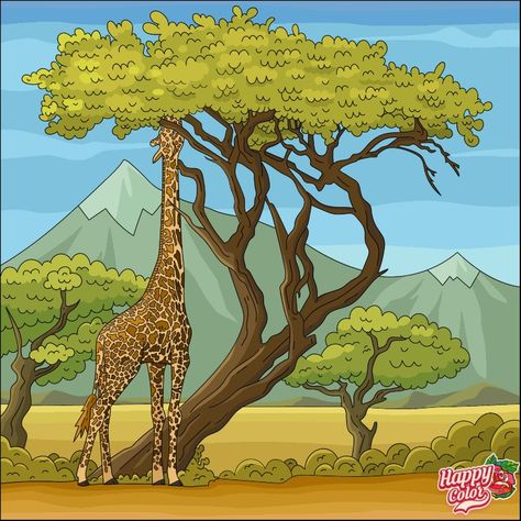 Giraffe Facts, Jungle Drawing, Jungle Painting, Jungle Art, Shiva Art, Coloring Apps, Natural Home Decor, African Animals, Happy Colors