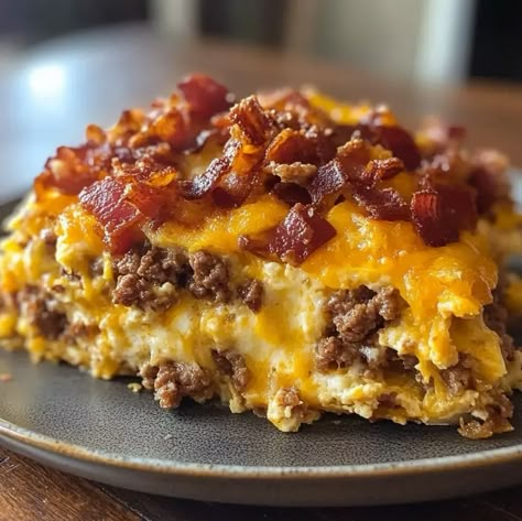 Crack Breakfast Casserole with bacon, eggs, cheese, and sausage. Perfect for mornings or brunch. Try this easy recipe today! Quick Yummy Breakfast, Week Day Dinners, Weekly Dinner Recipes, Breakfast Before School, High Protein Ideas, Gluten Free Crock Pot, Homestyle Meatloaf, Xmas Breakfast, Egg And Cheese Casserole