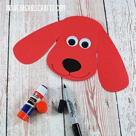 Clifford the Big Red Dog Craft {FREE Template} Clifford Preschool Craft, Easy Dog Craft Preschool, Dog Toddler Craft, Puppy Crafts For Dogs, Clifford The Big Red Dog Activities, Clifford Preschool Activities, Clifford Crafts Preschool, Pet Preschool Crafts, Clifford The Big Red Dog Crafts