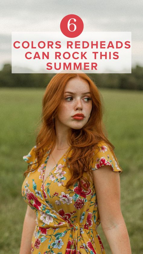 Colors Redheads Should Wear, Pale Redhead Outfit, Redhead Colours To Wear, Outfits For Redheads Summer, Colors For Red Heads To Wear, What Colors Look Good On Redheads, Bright Spring Red Hair, Dress Colors For Redheads, Fair Skin Summer Outfit