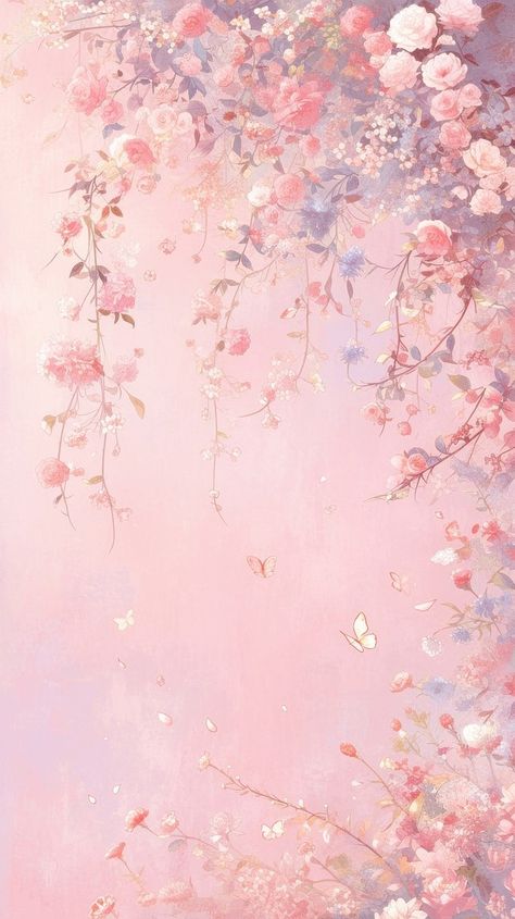 Painting graphics pattern blossom design | Premium Photo Illustration - rawpixel Cool Pink Wallpaper Iphone, Cute Pink Flower Wallpaper, Pink Esthetics, Pink Pattern Paper, Flower Print Wallpaper, Flower Pink Wallpaper, Pastel Pink Art, Butterfly Iphone Wallpaper, Butterfly Phone Wallpaper