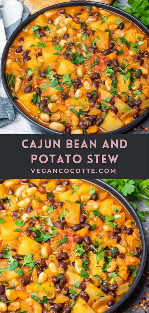 Cajun Bean and Potato Stew Stew With Beans, Vegan Cocotte, Bridesmaid Dresses Knee Length, Cocotte Recipes, Resep Vegan, Wedding Maid Of Honor, Veggie Mains, Country Bridesmaid, Beans And Potatoes