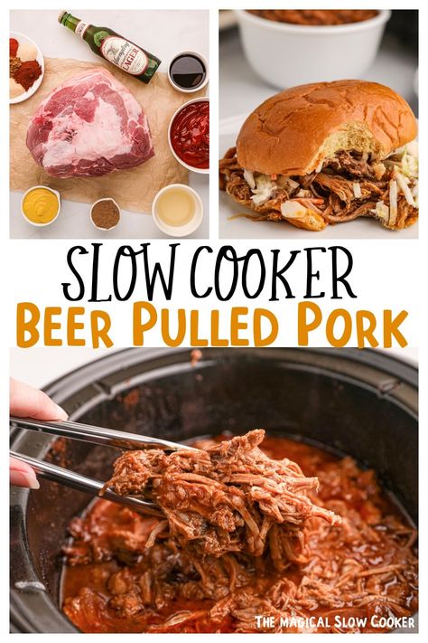 Beer Pork Roast Slow Cooker, Beer Pulled Pork Slow Cooker, Pulled Pork Crock Pot Recipes Bbq Barbecue Sauce, Pulled Pork Beer Recipe, Pork Roast Pulled Pork Crockpot, Pulled Pork Crock Pot Recipes Root Beer, Barbeque Sandwiches, Root Beer Pulled Pork, Pulled Pork Crock