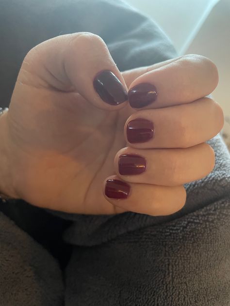 Hand with deep red nail polish. Mylee Gel Nails, Led Lamps, Red Burgundy, Manicure Pedicure, Uv Led, Gel Nail Polish, Burgundy Red, Manicure And Pedicure, Deep Red