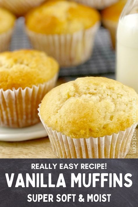 This easy vanilla muffins recipe will give you moist, soft vanilla muffins that the whole family will love. Great for school lunch boxes or an afternoon snack, these muffins are awesome! A great alternative to cupcakes too. Apple Sour Cream Slice, Vanilla Muffins Recipe, School Lunch Boxes, Vanilla Muffins, Bakery Style Muffins, Aussie Food, Simple Muffin Recipe, Buttery Shortbread Cookies, Vanilla Recipes