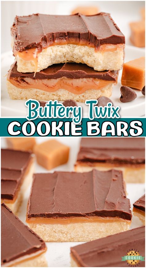 Cookies And Squares, Yum Yum Bars Recipe, Easy Cookie Desserts, Fluffanutter Bars, Pan Of Bars, No Bake Twix Bars, Twix Cookie Bars, Best Bar Cookie Recipes, Cookie Mix Bars