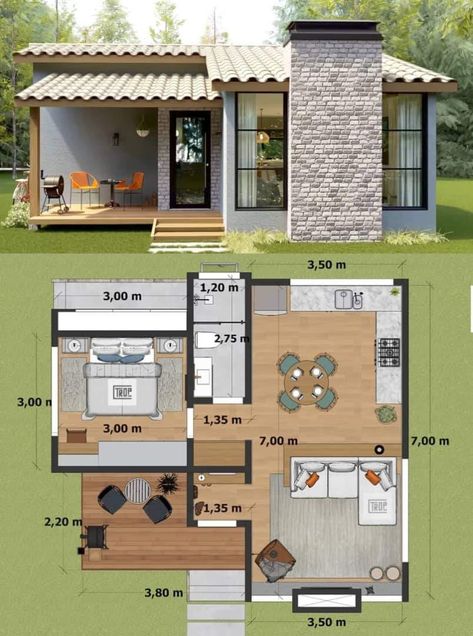 Tiny Home Floorplan, Cute Small Houses, Small House Blueprints, Small Modern House Plans, Garage Guest House, Whimsical Cottage, Affordable Homes, Cozy Bedrooms, Cottage Living Room