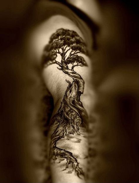 Tree Tattoos for Men - Ideas and Designs for guys Bonsai Tree Tattoos, Tree Tattoo Arm, Tattoo Modern, Tree Tattoo Men, Tree Tattoos, Kunst Tattoos, Muster Tattoos, Tree Tattoo Designs, Tree Of Life Tattoo