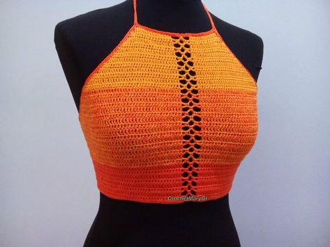 Hippie Clothes, Crochet Top, Bustier Crop Top, Tube top, Crop Top, Orange, Cotton, Summer, Beach, Crochet Crop Top, Colorful, Yellow, Rainbow, Croptop, Festival, Halter, Boho, Bohemian | Etsy Boho Tops Summer, Crochet Mens Hat, Lace Tube Top, Beach Crochet, Top Bustier, Clothes Crochet, Hippie Clothes, Crochet Bralette, Halter Bralette