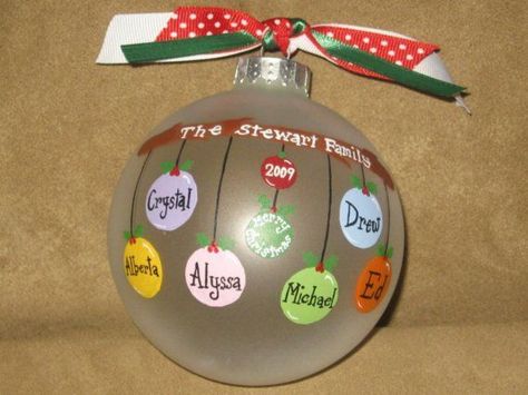 Personalized Family Ornaments GLASS by overtheedgeornaments, $16.00: Name Ornaments, Personalized Family Ornaments, Family Ornaments, Family Christmas Ornaments, Navidad Diy, Cadeau Diy, Painted Ornaments, Christmas Ornaments Homemade, Family Ornament