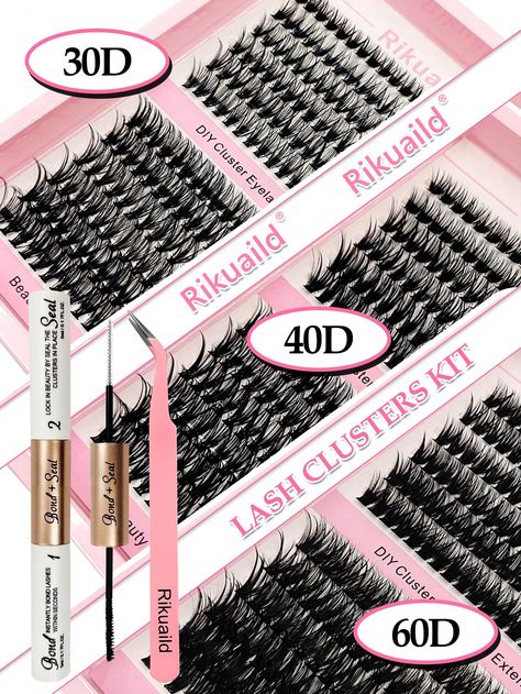 240Pcs Individual Lashes Cluster Set DIY Lash Clusters Kit 30D40D60D Eyelashes 9-16mm Mix Lash Clusters With Lash Bond And Seal Makeup Tools ,Tweezers Multicolor    Synthetic Fiber  Eyelash Set   Beauty Tools, size features are:Bust: ,Length: ,Sleeve Length: Lash Clusters, Eyelash Sets, Individual Lashes, Tweezers, Makeup Tools, Synthetic Fiber, False Eyelashes, Beauty Tools, Beauty Health