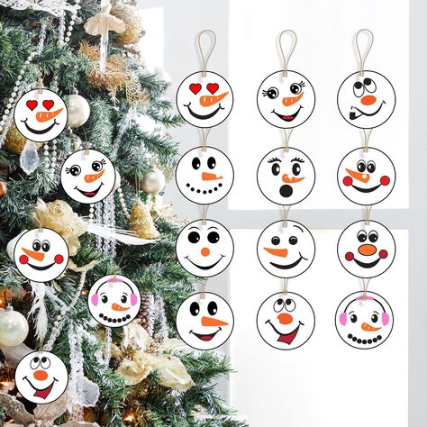 PRICES MAY VARY. 【Christmas Decorations】: the package contains 24 pieces of wooden hanging decorations with Christmas snowman face design, 12 different styles, 2 pieces for each style, bright colors and exquisite appearance, which can meet your different decorative needs and create a warm and pleasant atmosphere for your home. Guest 【Creative Design】: Our Christmas tree ornaments use the classic snowman element to design 12 different snowman expression patterns to meet your decorating needs in C Wood Ornaments Christmas, Penguin Christmas Ornaments, Fall Arts And Crafts, Ornaments Christmas Tree, Family Ornaments, Snowman Faces, Christmas Hanging Decorations, Wood Christmas Ornaments, Snowman Decorations