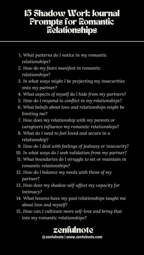 Shadow work focused on romantic relationships involves examining the unconscious aspects of yourself that influence your behaviors, patterns, and choices in love. Shadow Work Journal Prompts Relationships, Shadow Work Journal Prompts, Work Journal Prompts, Shadow Work Spiritual, Relationship Journal, Shadow Work Journal, Journal Topics, Marriage Therapy, Journal Questions