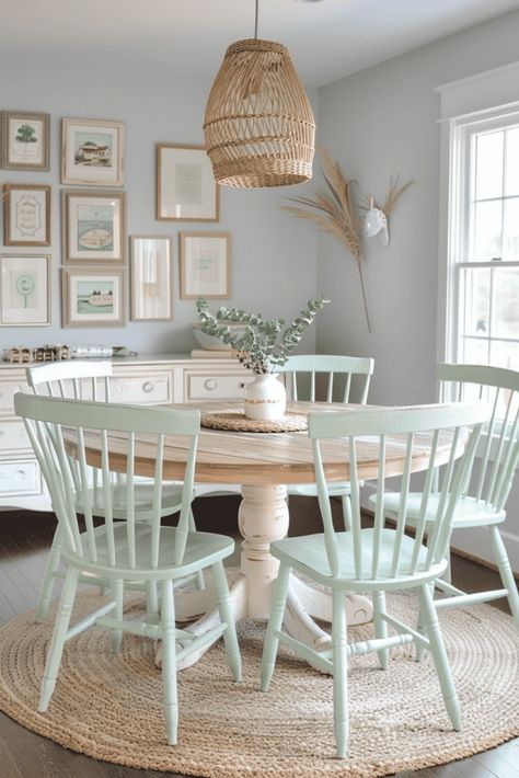 Modern Coastal Breakfast Nook, Beach House Dining Room Coastal Style, Coastal Home Aesthetic, Coastal Dining Room Table, Coastal Dining Room Ideas, Modern Coastal Dining Room, Coastal Farmhouse Dining Room, Coastal Dining Table, Beach House Dining Room