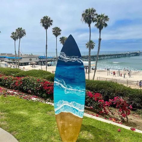 Finally summer 🙌🏼☀🌴 - - - - - - #summertime #summertimevibes #surfboardart #surfboarddesign #surfboarding #sanclementebeach #sanclementepier #summerdays #handcraftedsurfboards #oceanartist #oceanartwork #beachartwork #beachartist #beachdays #resinartists #resinartwork #resinarts #resinart #southerncalifornia #californiaartist #etsydesignawards #etsyartists #customartwork #oceanwaves #surfartwork #californiabeach #californiasummer #californiasurf #surfcity Beach Resin Art, Ocean Wave Art, Surfboard Resin, Surf Artwork, Beach Resin, Ocean Waves Art, Beach Inspired Decor, Surfboard Decor, Surfboard Wall Art