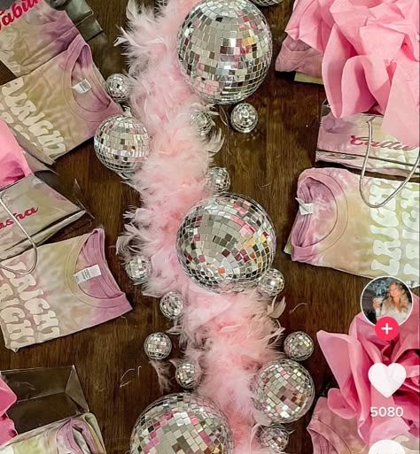 Rihanna Theme Party, Disco Bach Theme, Last Rodeo Disco Bachelorette Party, Bachelorette Candy Ideas, Pink Sparkly Bachelorette Party, Bacherlotte Party Decor Pink, Pink And Black Disco Party, Flamingo Disco Party, Disco Hens Theme