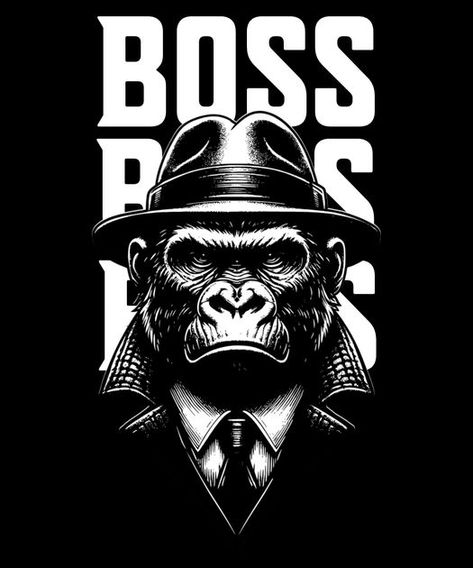 Gorilla boss T-Shirt Design Template Logo Design For Tshirt Printing, Sablon Kaos Design, Anime Prompts, Clothing Logo Design, T Shirt Logo Design, T Shirt Design Template, Shirt Logo Design, New Photos Hd, Print Design Art